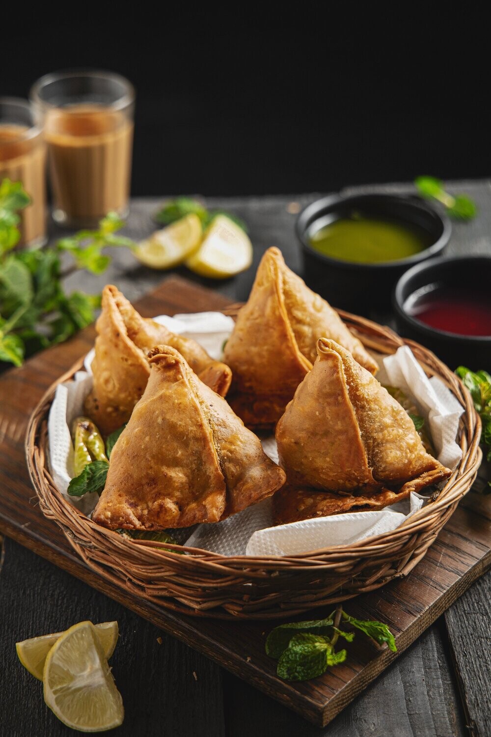 KERMA SAMOOSA (Pastry filled with minced lamb and spicy greens)