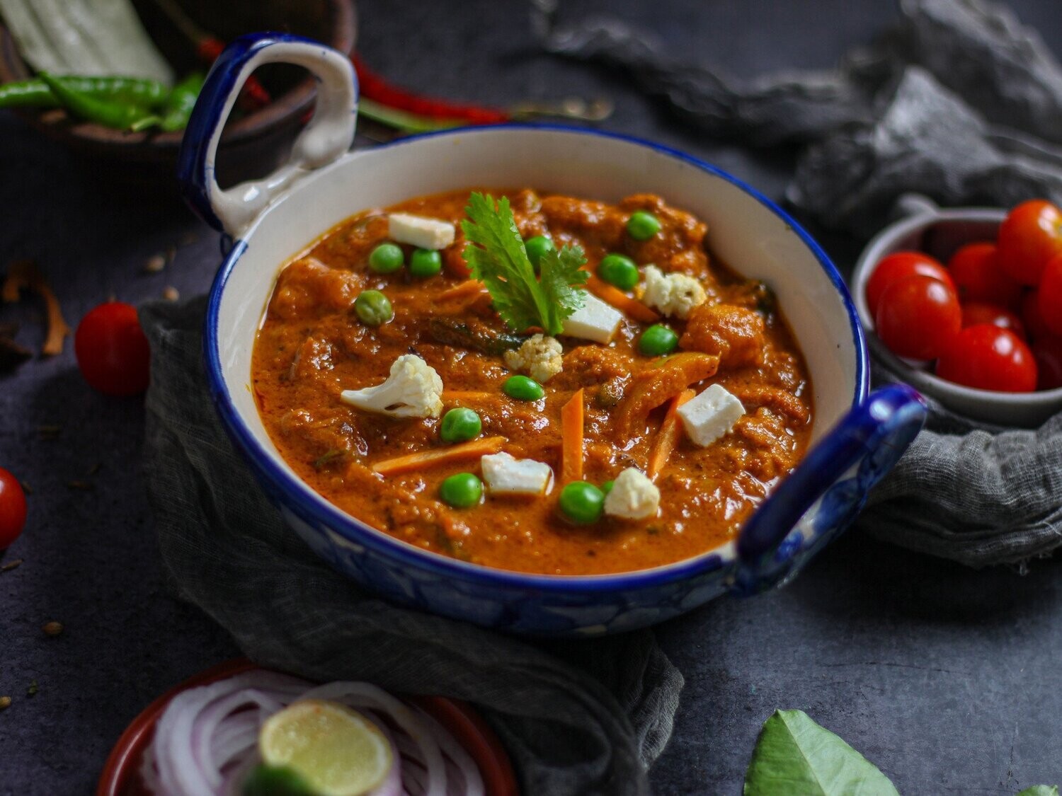 Panner (Cottage Cheese) and Pea Chutney